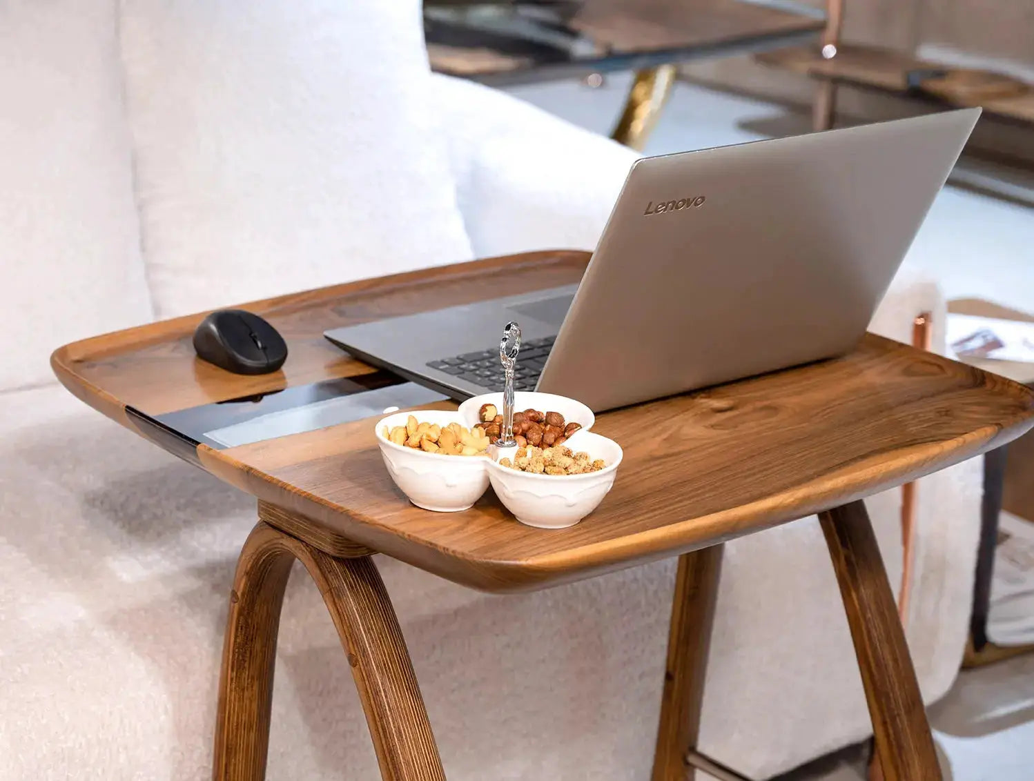 Luxury Walnut Epoxy Resin Tv, Laptop and Snack Tray by Gizz