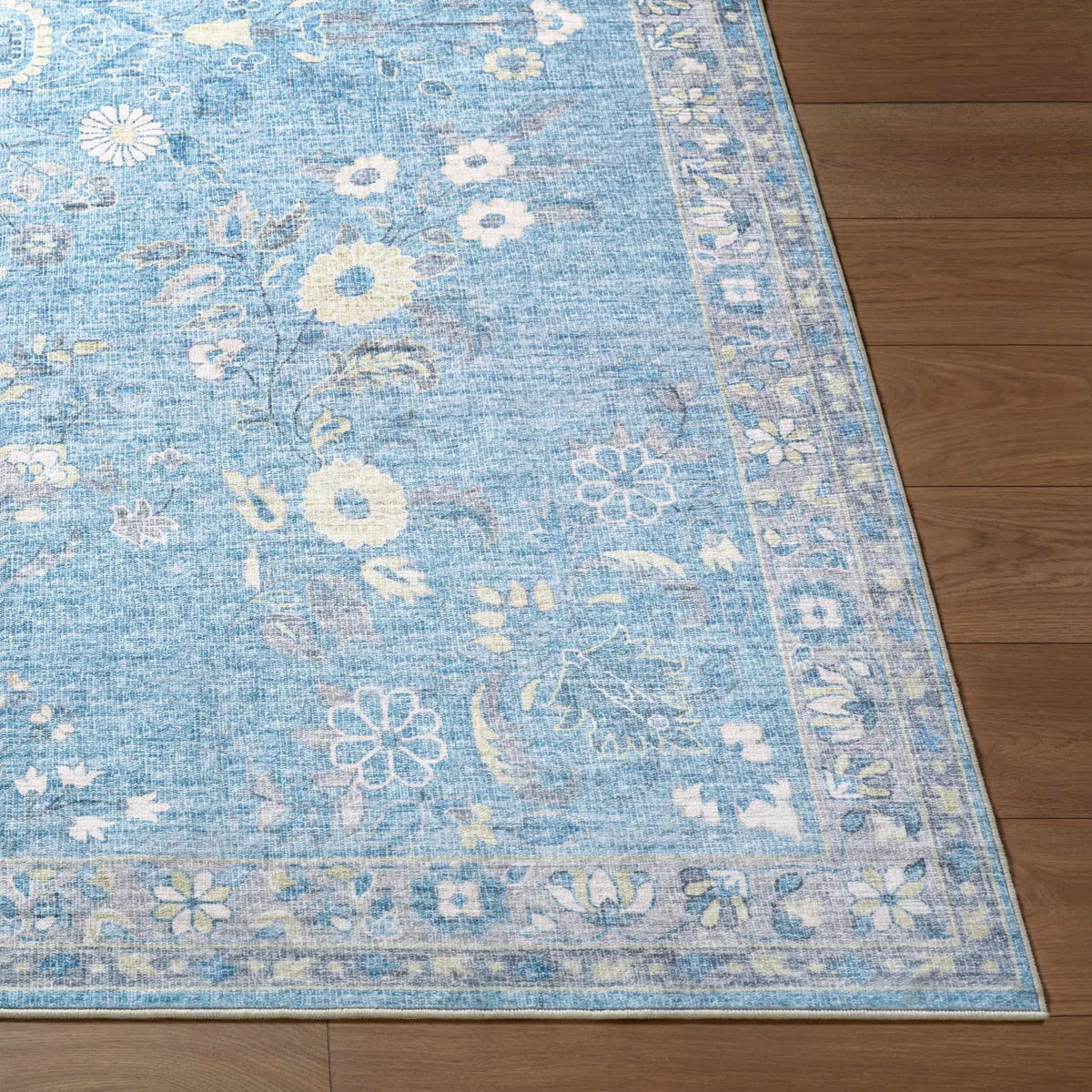 Meyly Blue Washable Area Rug, photo 5 of 6