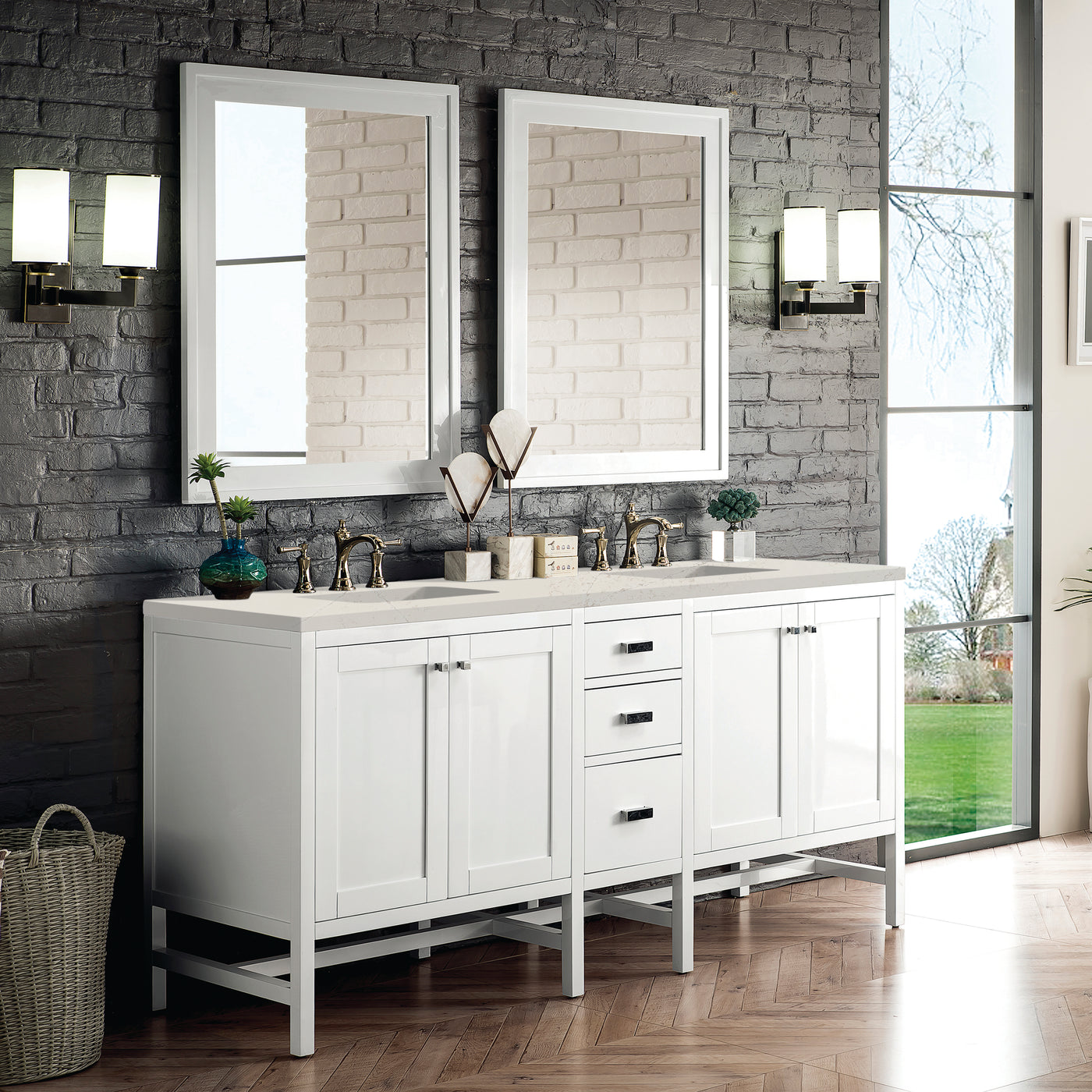 James Martin Addison 72" Double Bathroom Vanity, Glossy White, view 23
