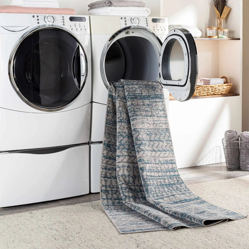 Tambac Blue Washable Area Rug - Clearance by Boutique Rugs