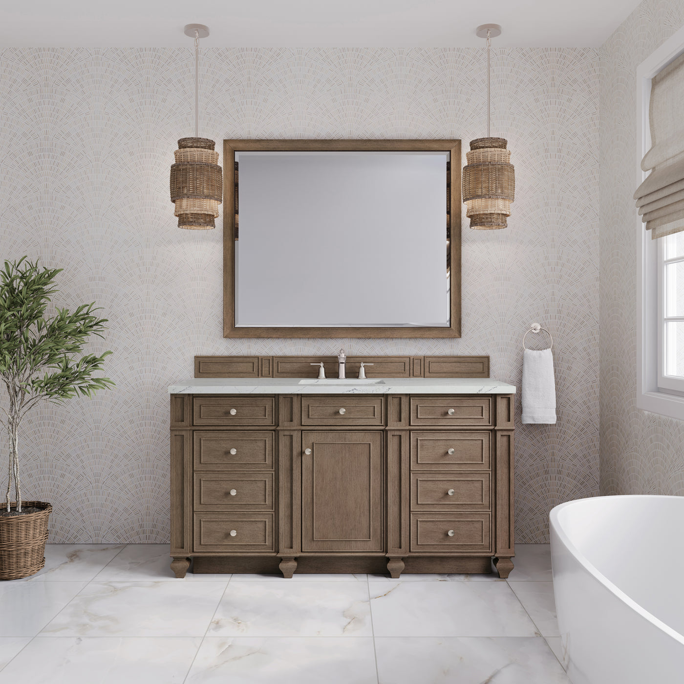 James Martin Bristol 60" Single Bathroom Vanity, Whitewashed Walnut, view 34