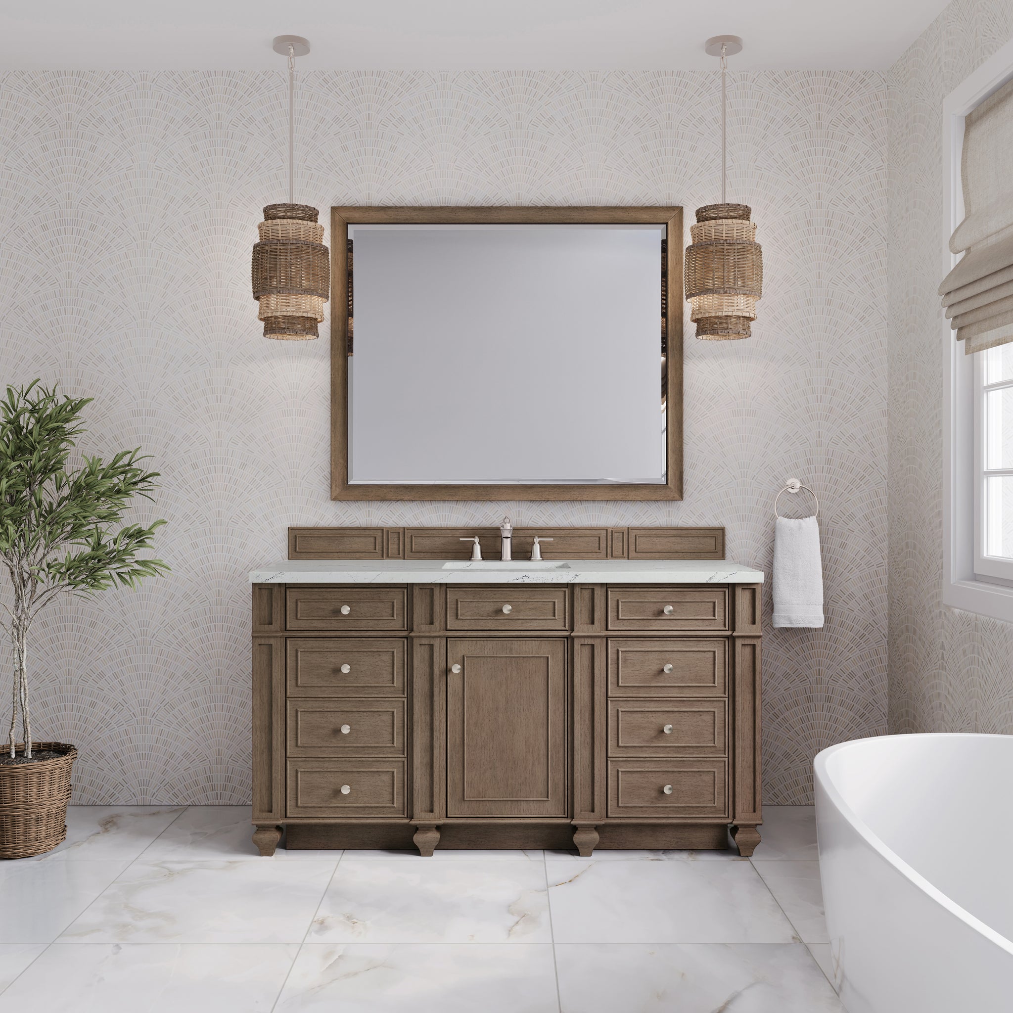 James Martin Bristol 60" Single Bathroom Vanity, Whitewashed Walnut, view 34