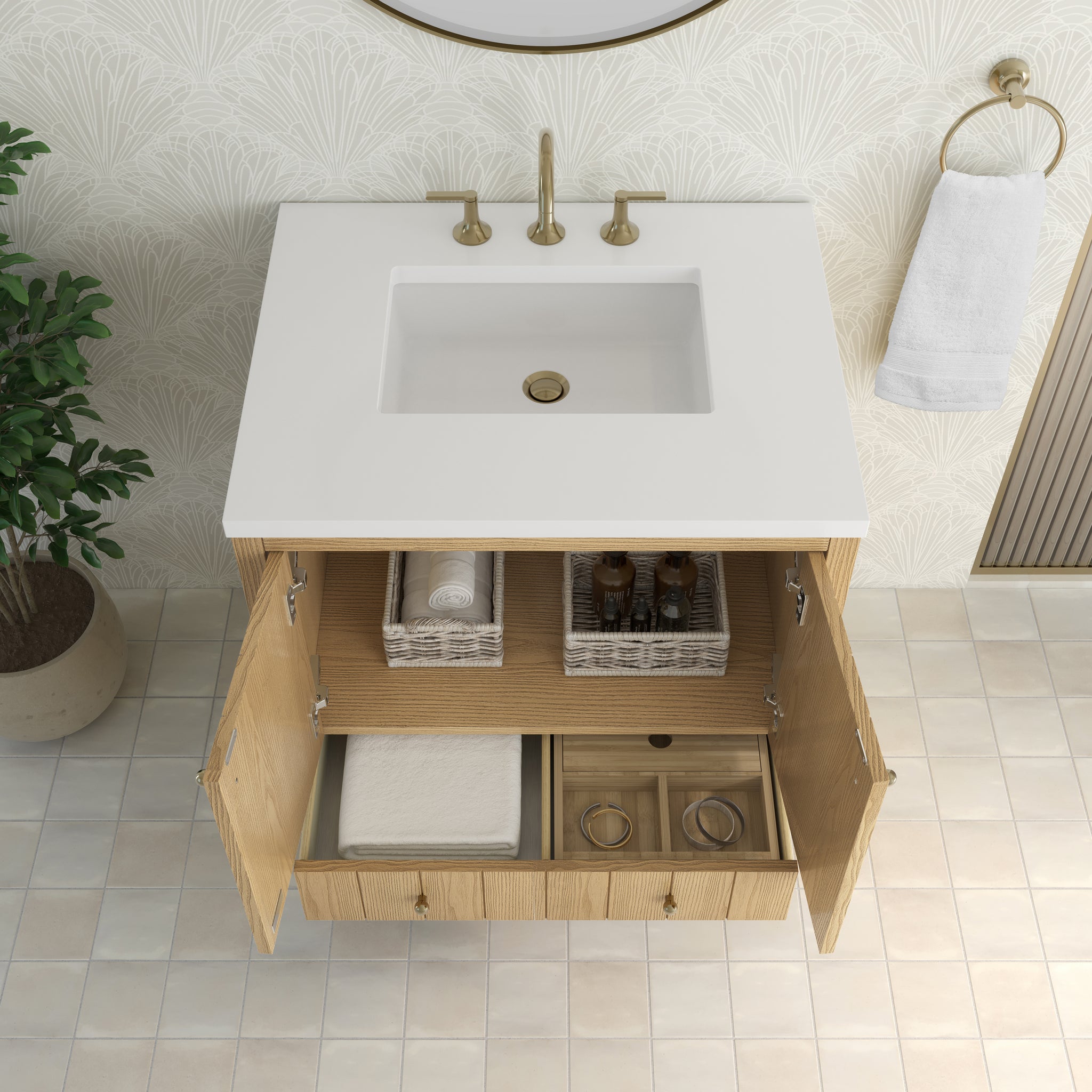 James Martin Hudson 30" Single Bathroom Vanity, Light Natural Oak, view 38