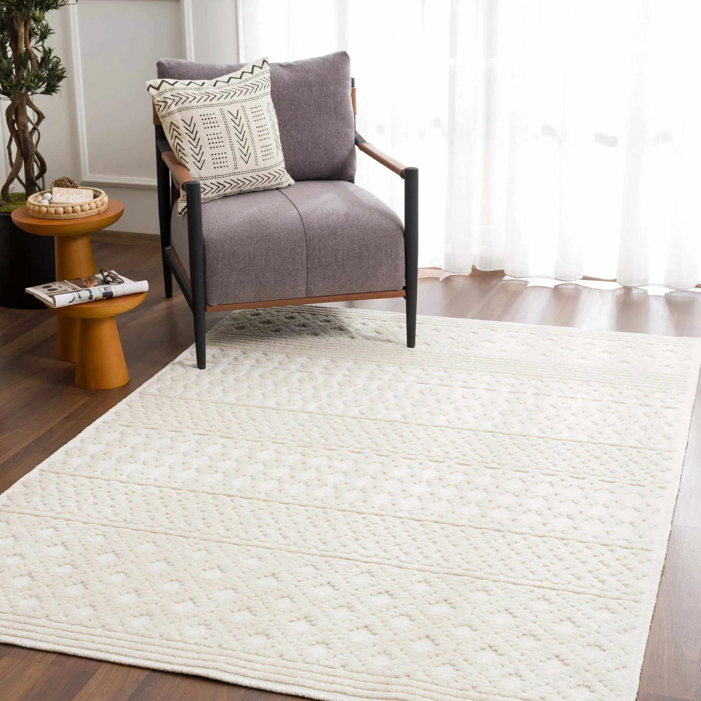 Drago White Washable Area Rug by Boutique Rugs