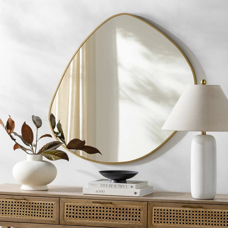 Lochovice Gold Distressed Wood Mirror by Boutique Rugs