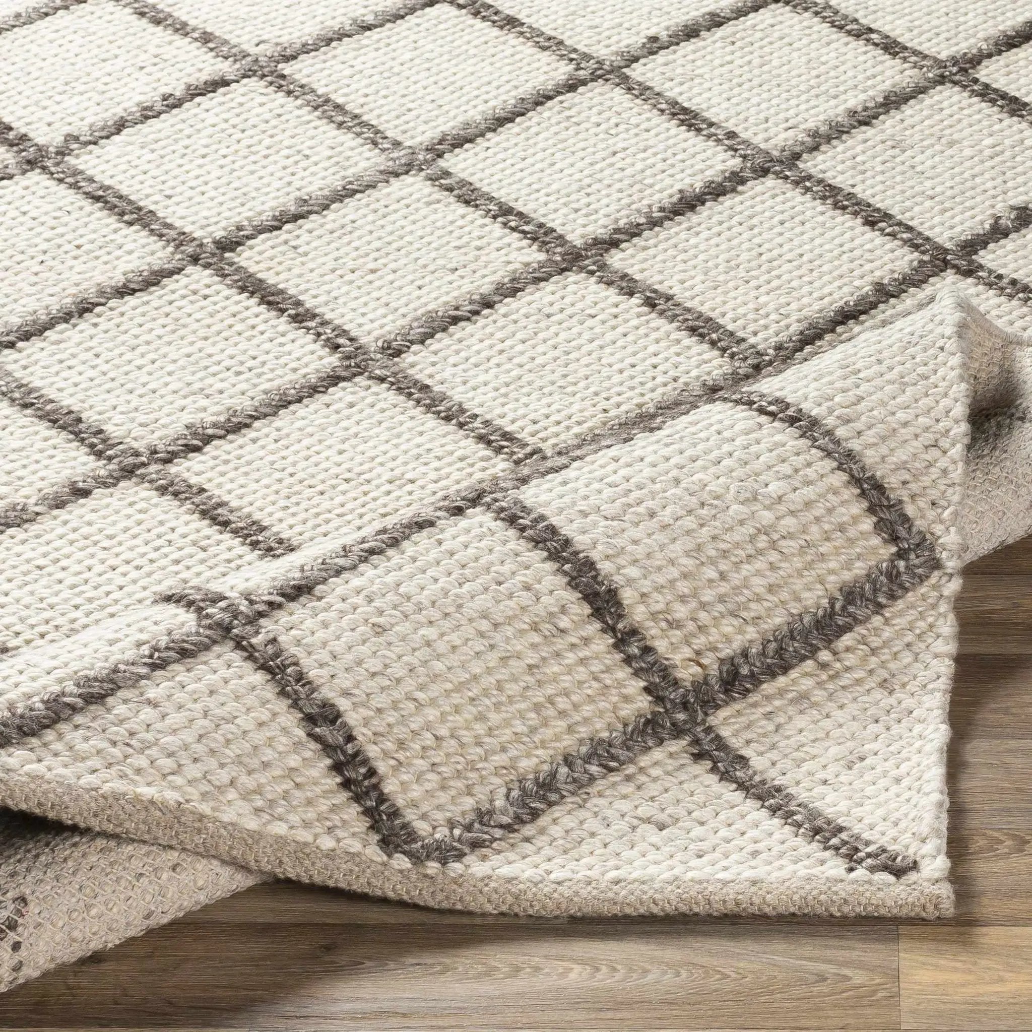 Syosset Cream/Brown Trellis Wool&Viscose Rug - Clearance by Boutique Rugs