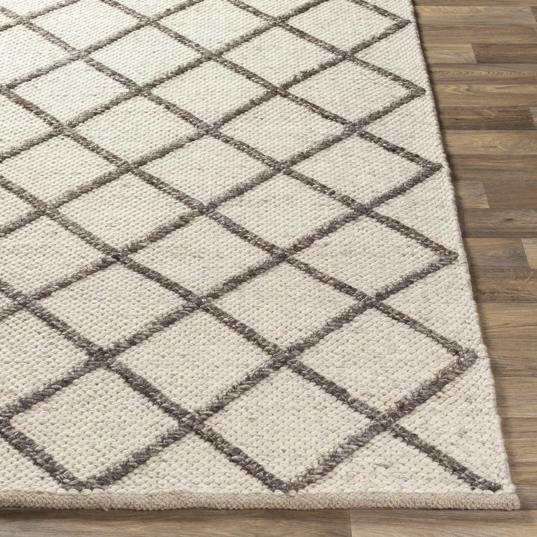 Syosset Cream/Brown Trellis Wool&Viscose Rug - Clearance by Boutique Rugs