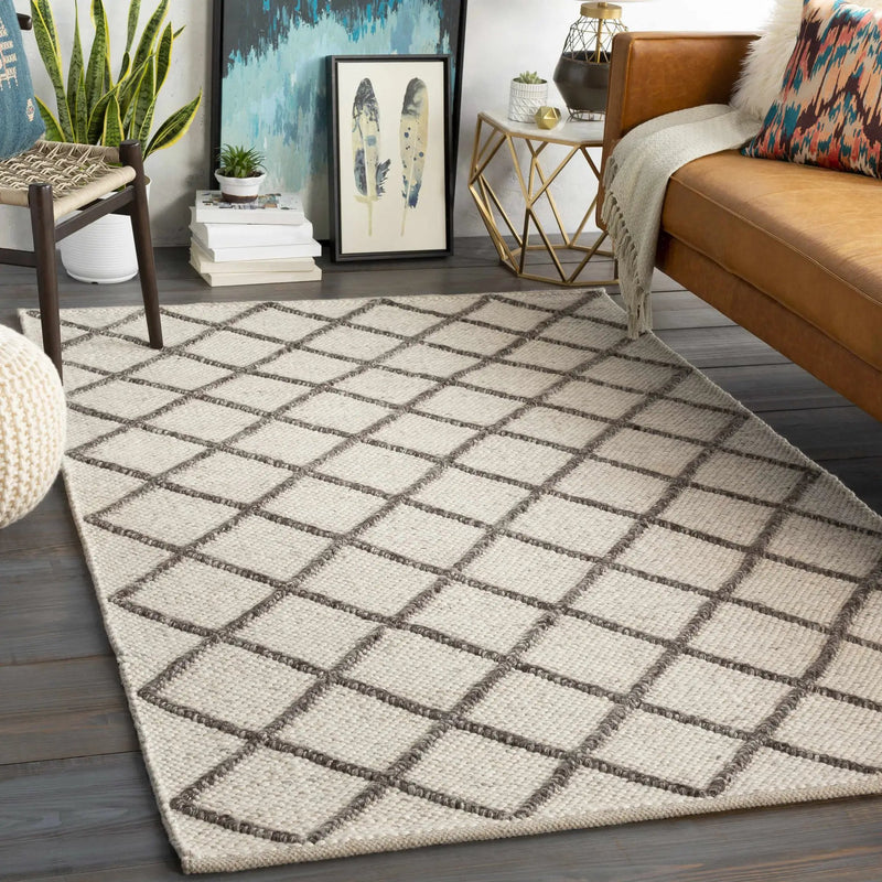 Syosset Cream/Brown Trellis Wool&Viscose Rug - Clearance by Boutique Rugs