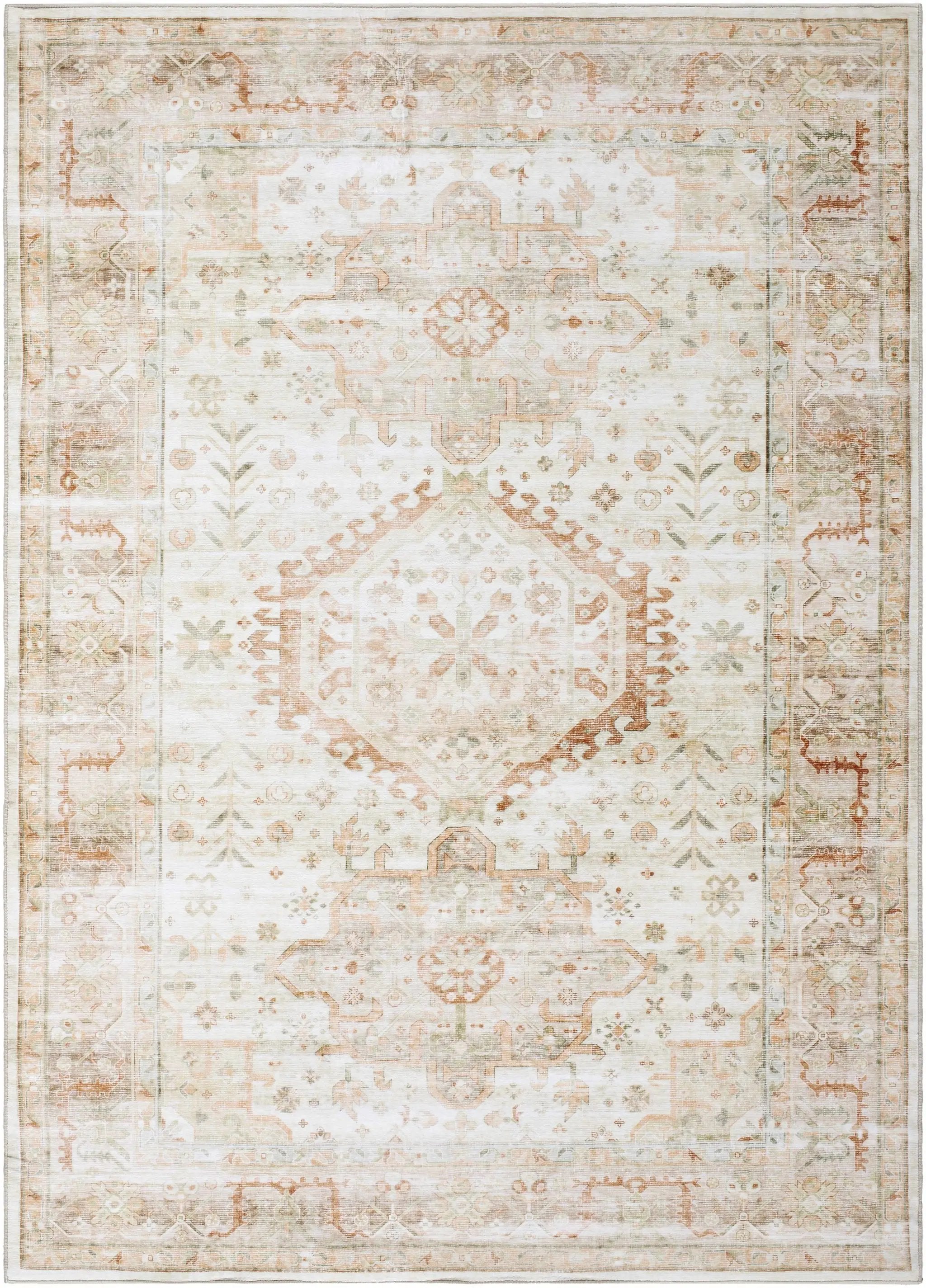 Laran Rust Distressed Washable Area Rug - Clearance by Boutique Rugs