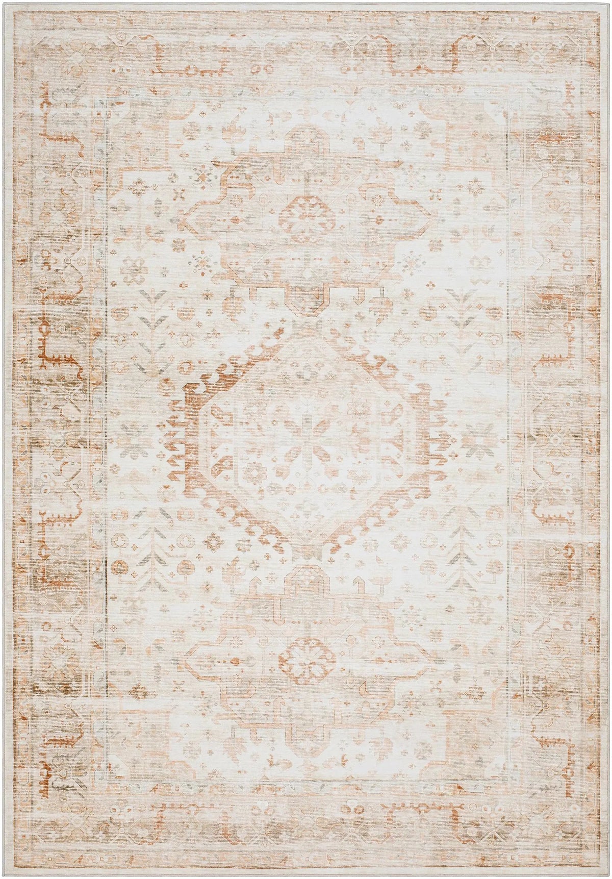 Laran Rust Distressed Washable Area Rug - Clearance
