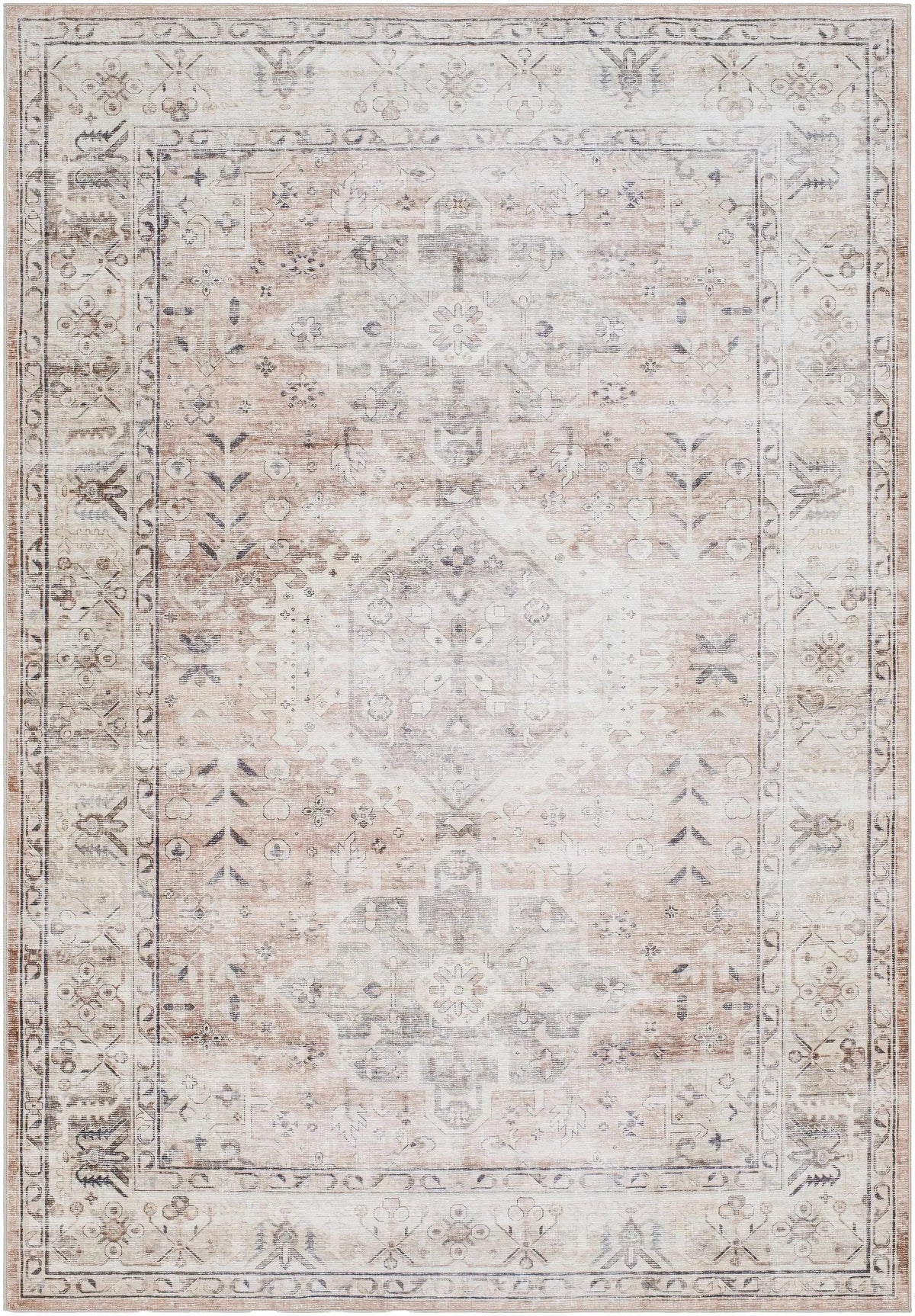 Laran Taupe Distressed Washable Area Rug - Clearance
