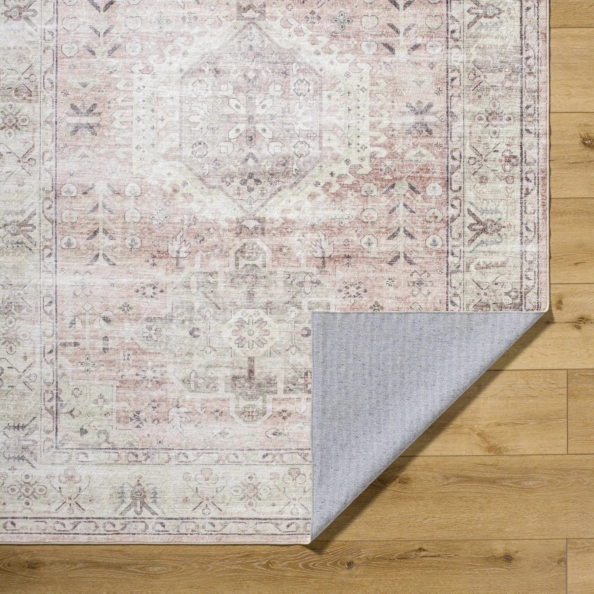 Laran Taupe Distressed Washable Area Rug - Clearance by Boutique Rugs