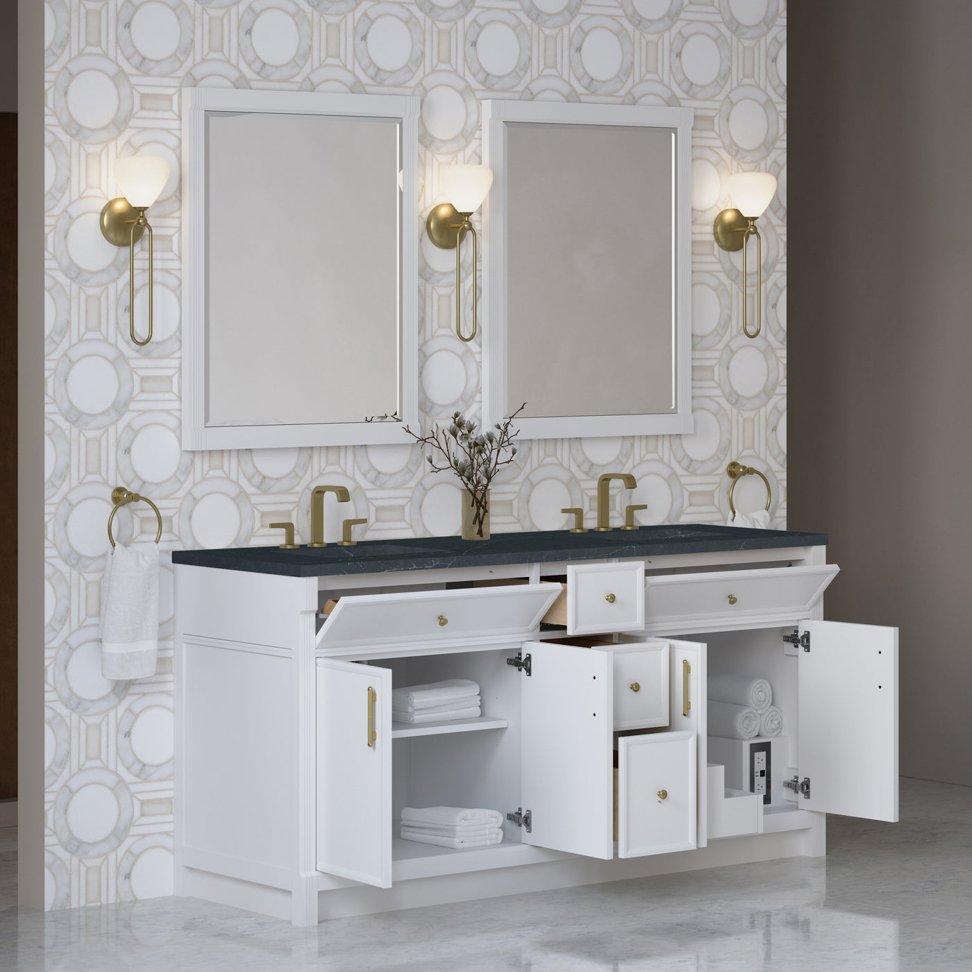 James Martin Bellshire 72" Double Bathroom Vanity, Bright White, view 36