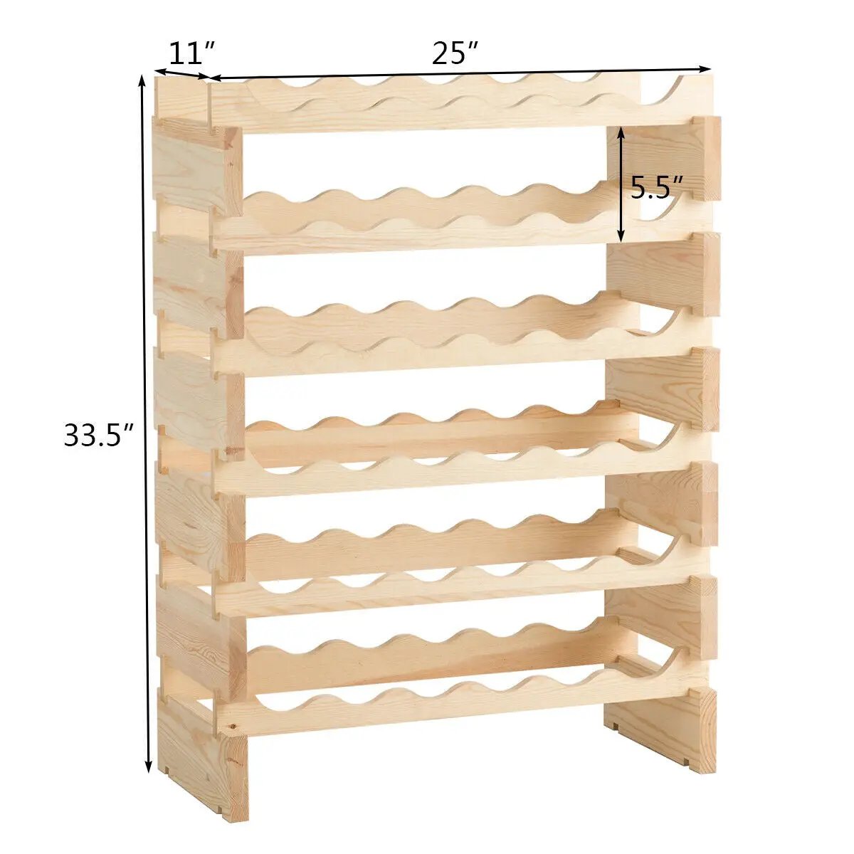 36 Bottles Stackable Wooden Wobble-Free Modular Wine Rack by DirectDeals