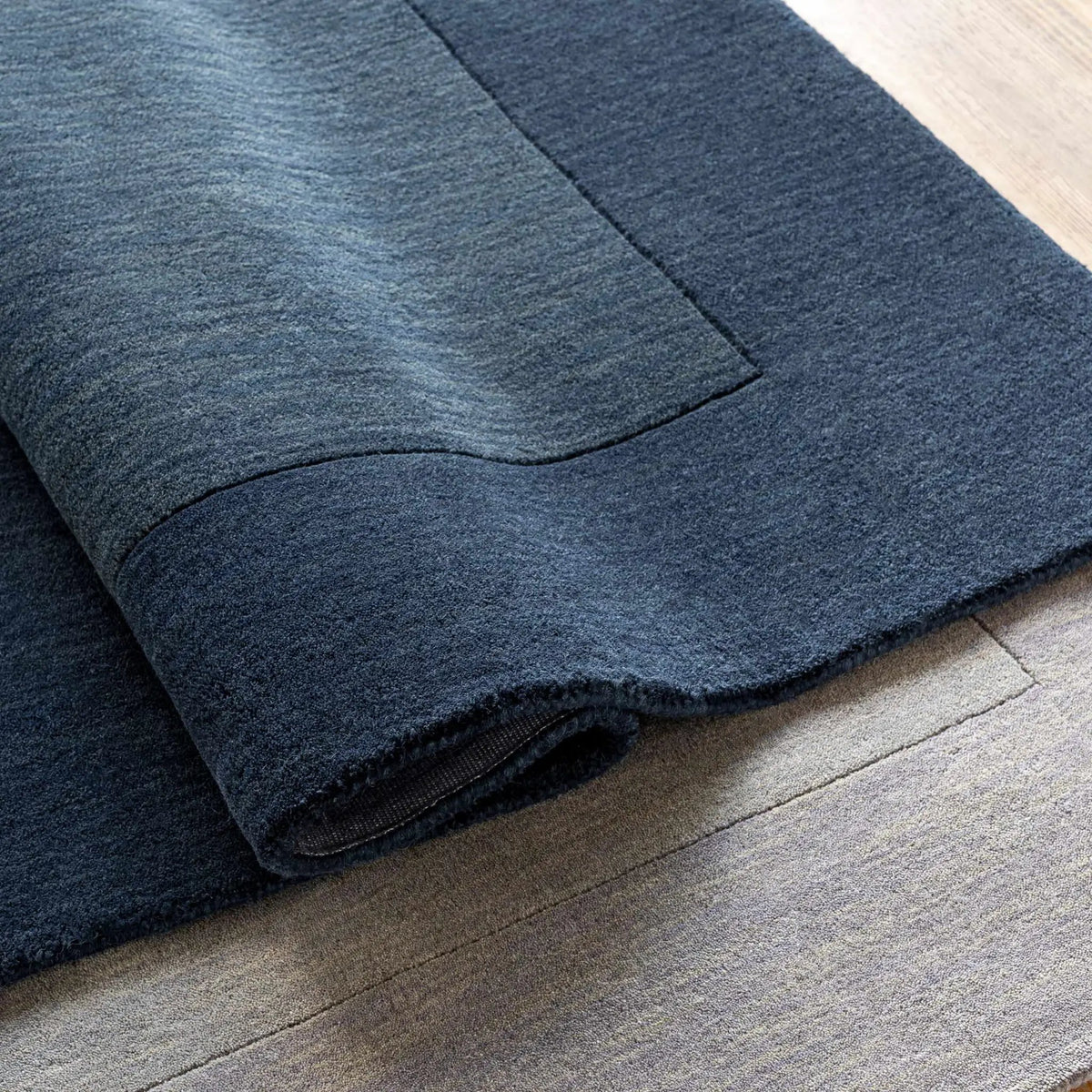 Bordered Solid Gray Wool Rug, photo 16 of 16