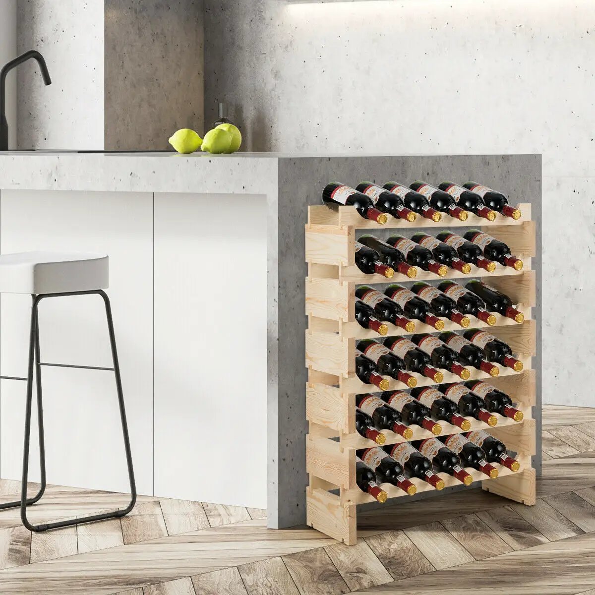 36 Bottles Stackable Wooden Wobble-Free Modular Wine Rack by DirectDeals
