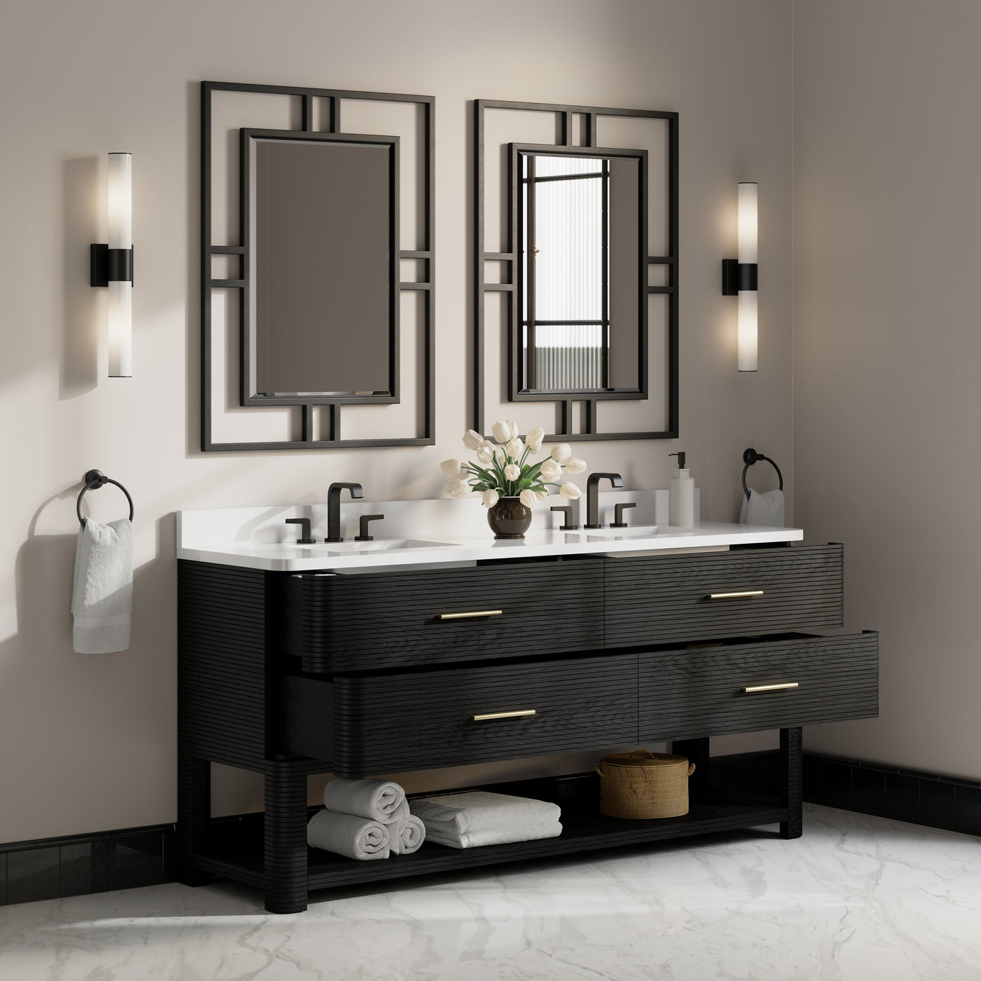 James Martin Lucian 72" Double Bathroom Vanity, Carbon Oak, view 37