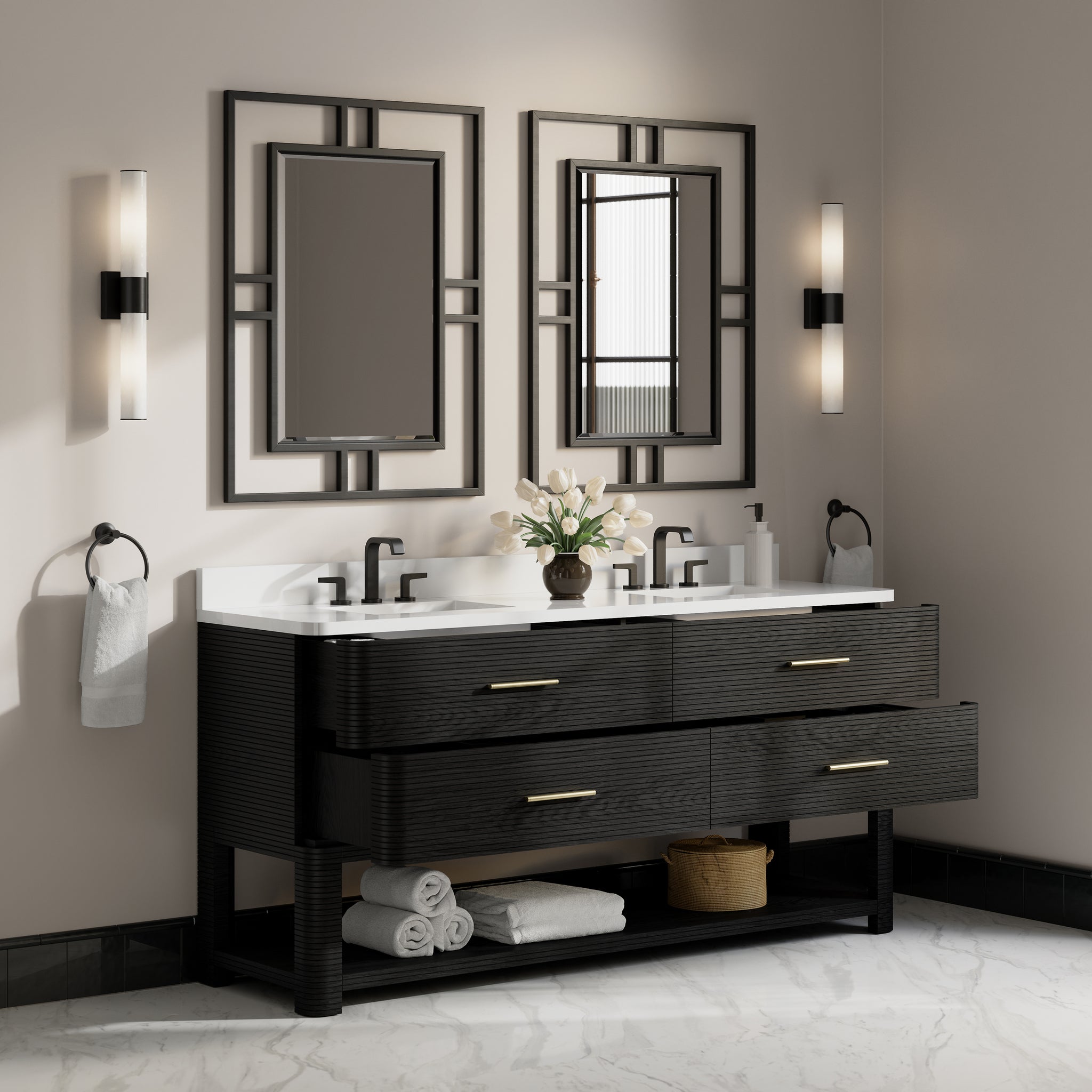 James Martin Lucian 72" Double Bathroom Vanity, Carbon Oak, view 37