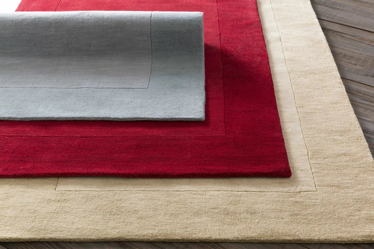Bordered Solid Brick Red Wool Rug, photo 13 of 14