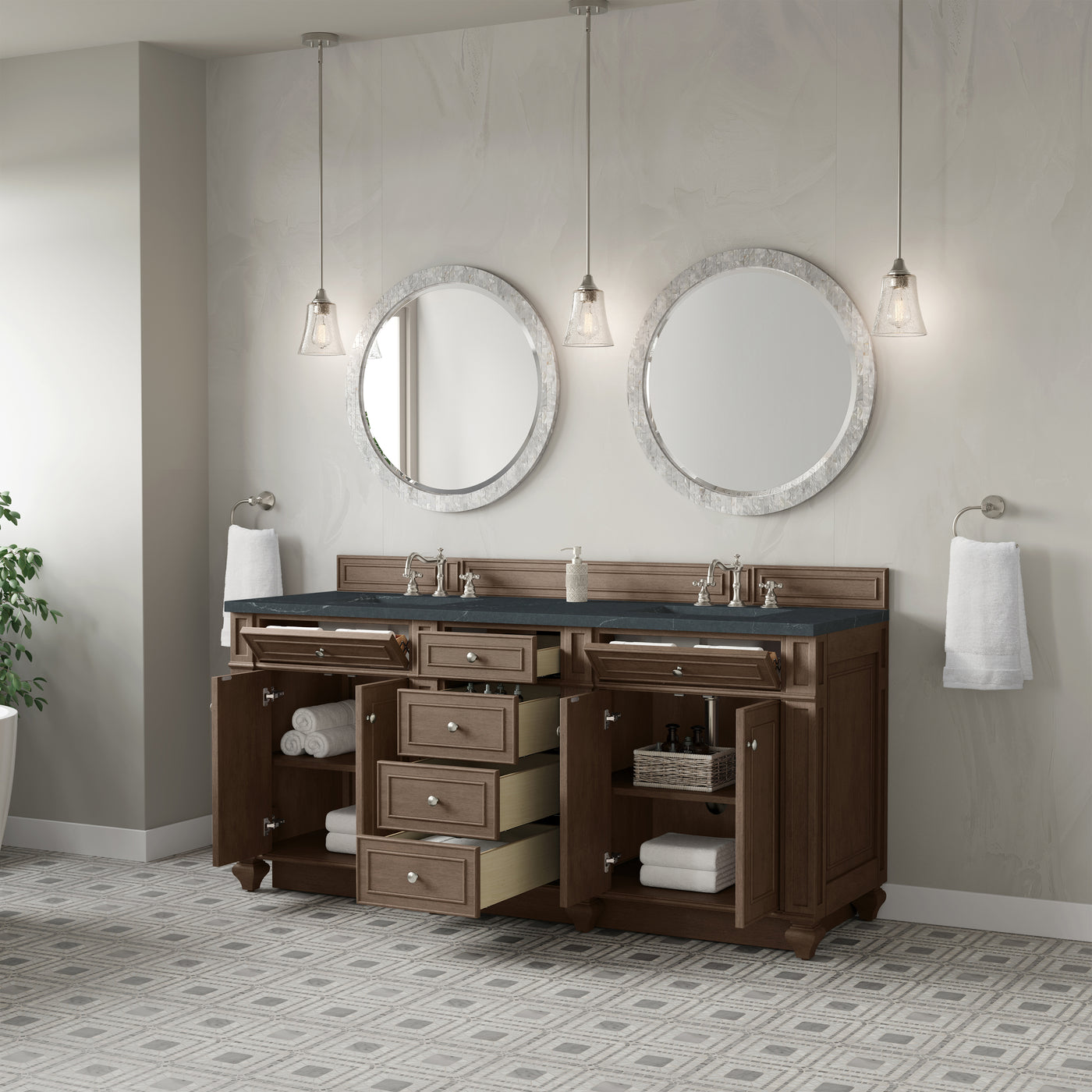 James Martin Bristol 72" Double Bathroom Vanity, Whitewashed Walnut, view 32