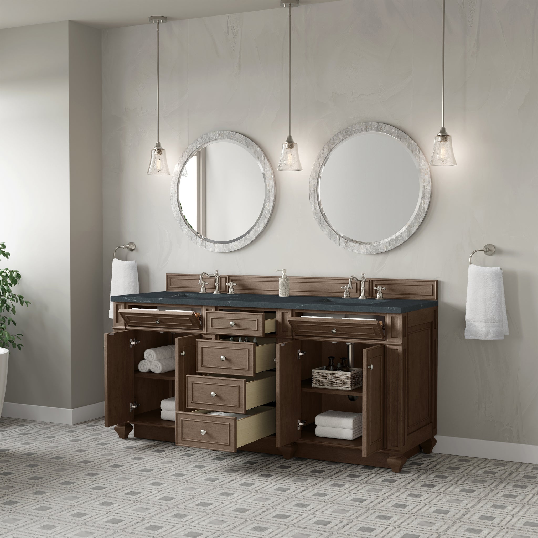 James Martin Bristol 72" Double Bathroom Vanity, Whitewashed Walnut, view 32