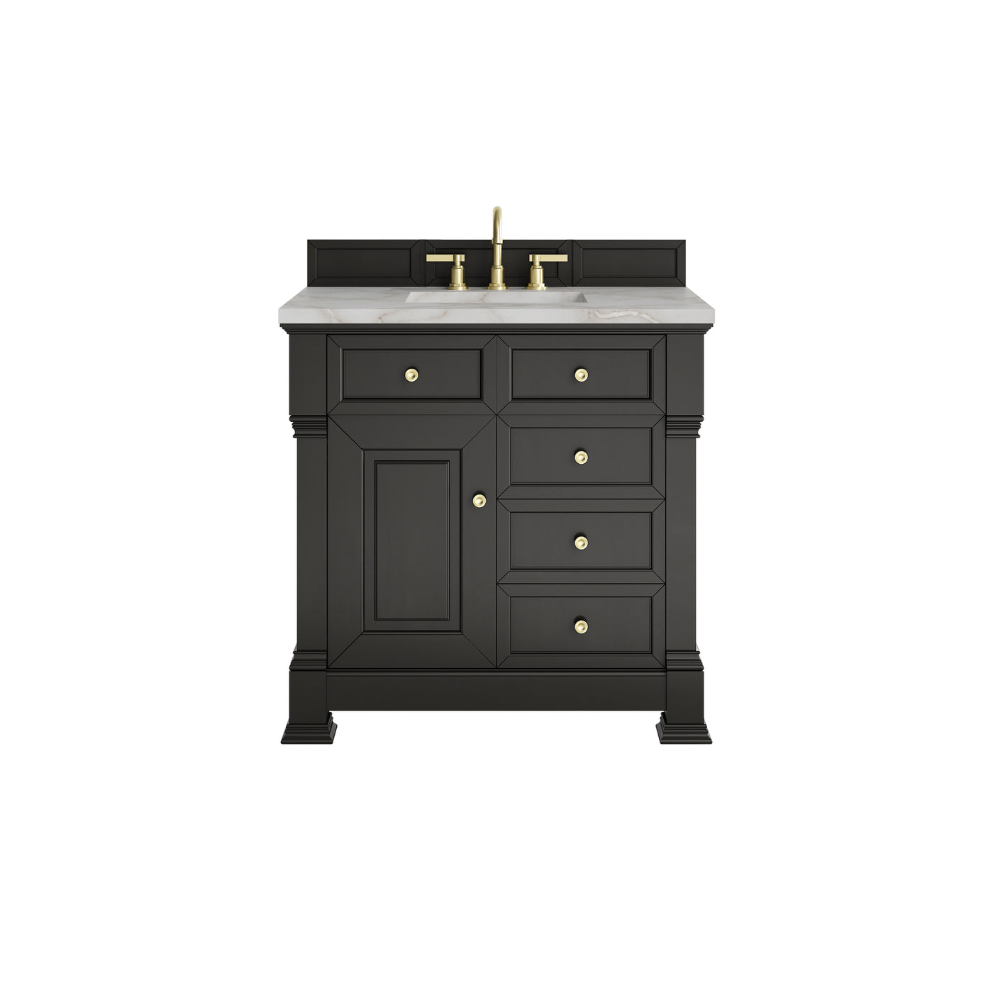 James Martin Brookfield 36" Single Bathroom Vanity, Black Onyx with Victorian Silver countertop