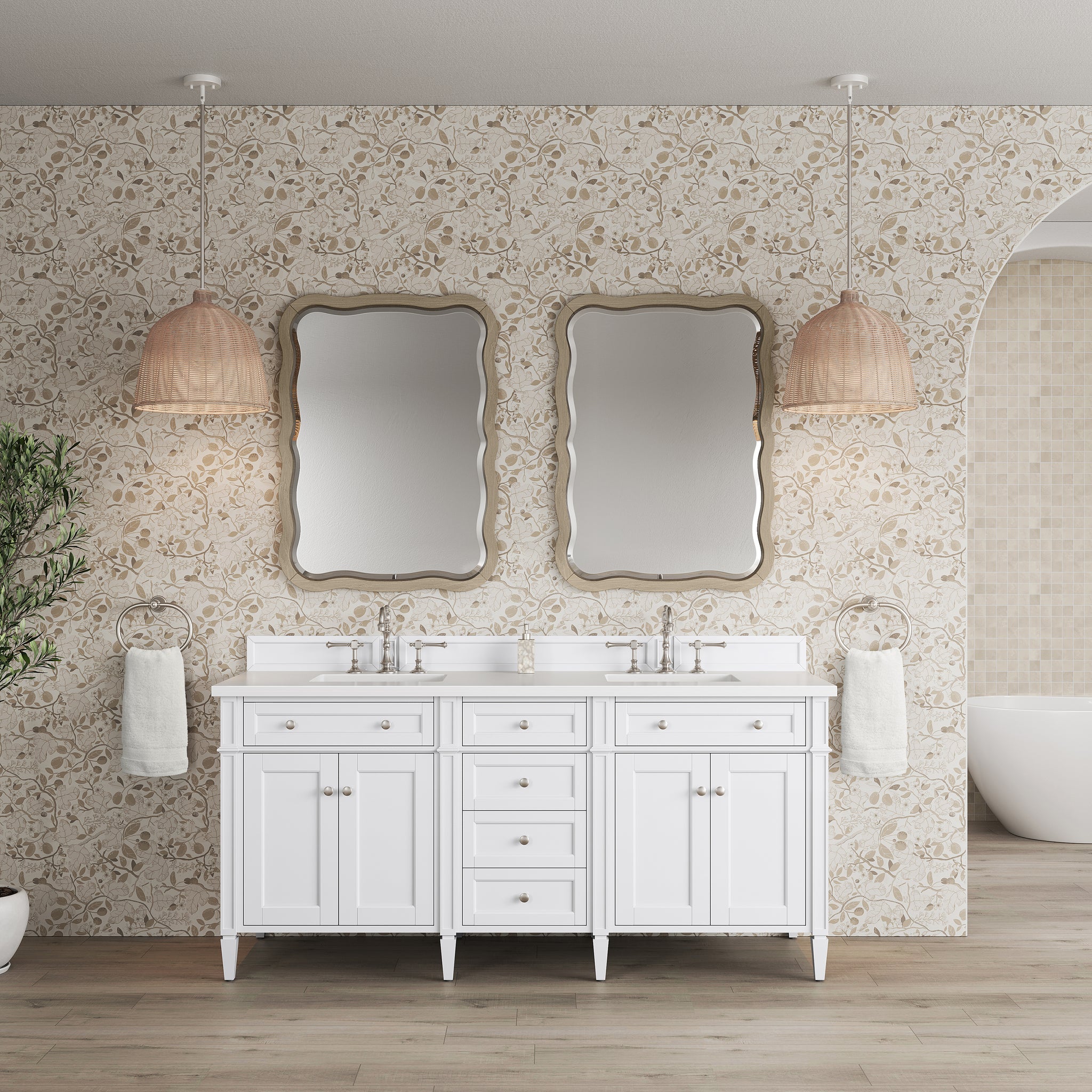 James Martin Brittany 72" Double Bathroom Vanity, Bright White, view 28