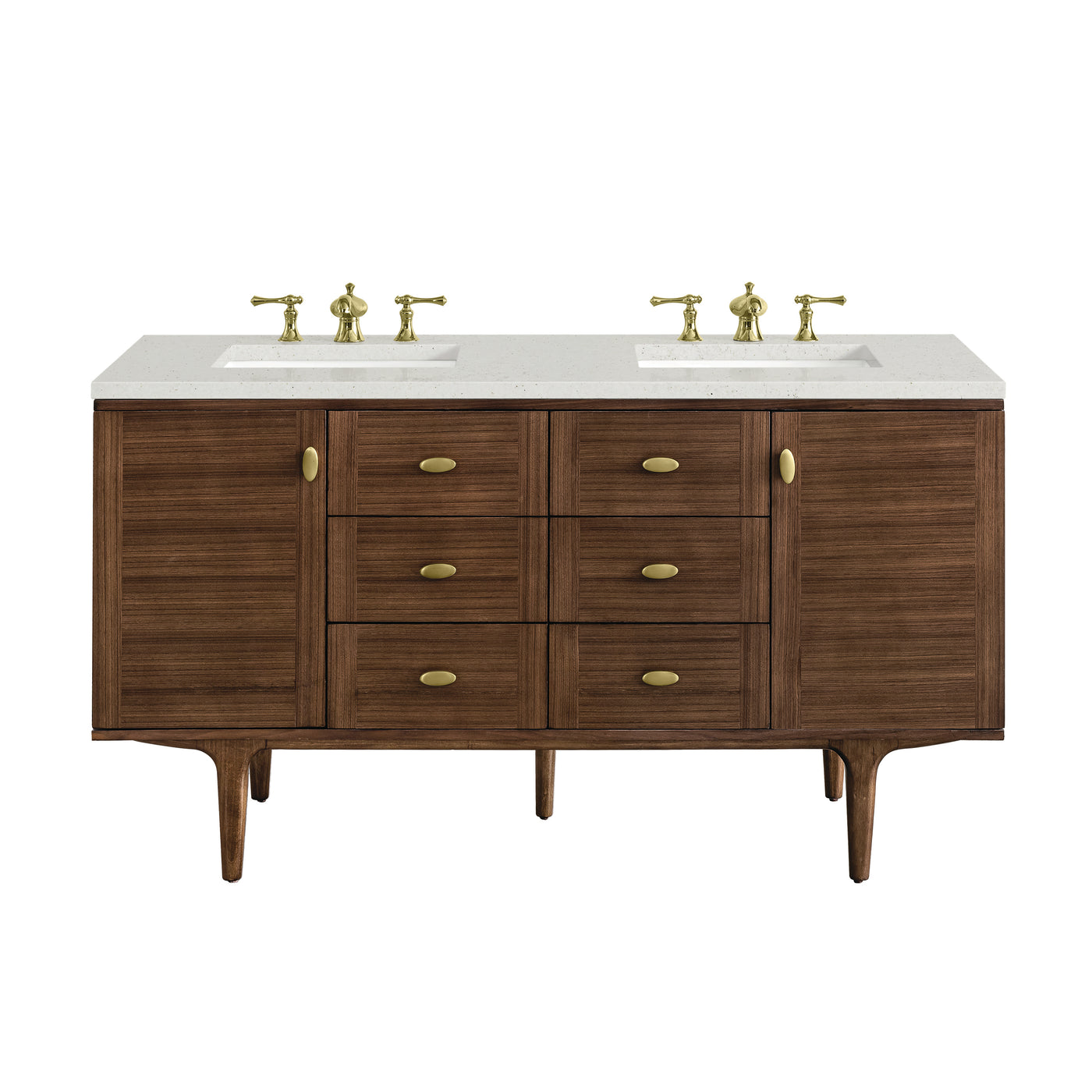 James Martin Amberly 60" Dual Mount Double Bathroom Vanity, Mid-Century Walnut, view 32