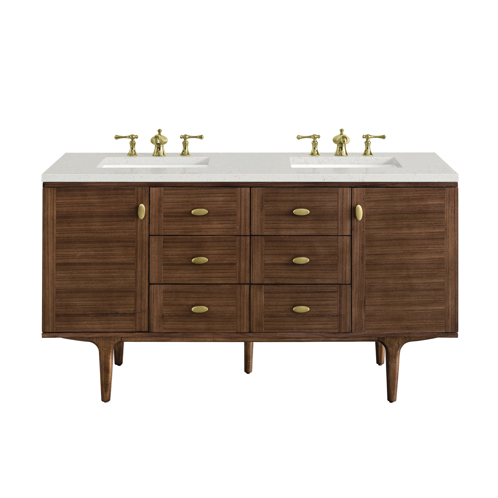 James Martin Amberly 60" Dual Mount Double Bathroom Vanity, Mid-Century Walnut, view 32