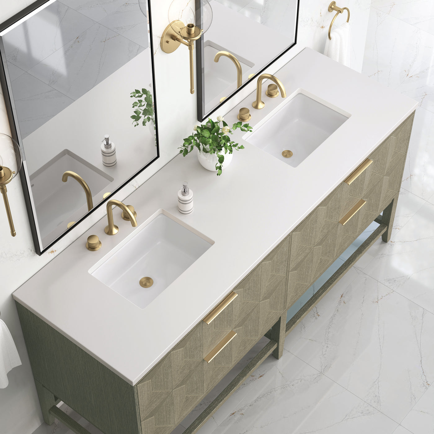 James Martin Emmeline 72" Double Bathroom Vanity, Pebble Oak, view 37