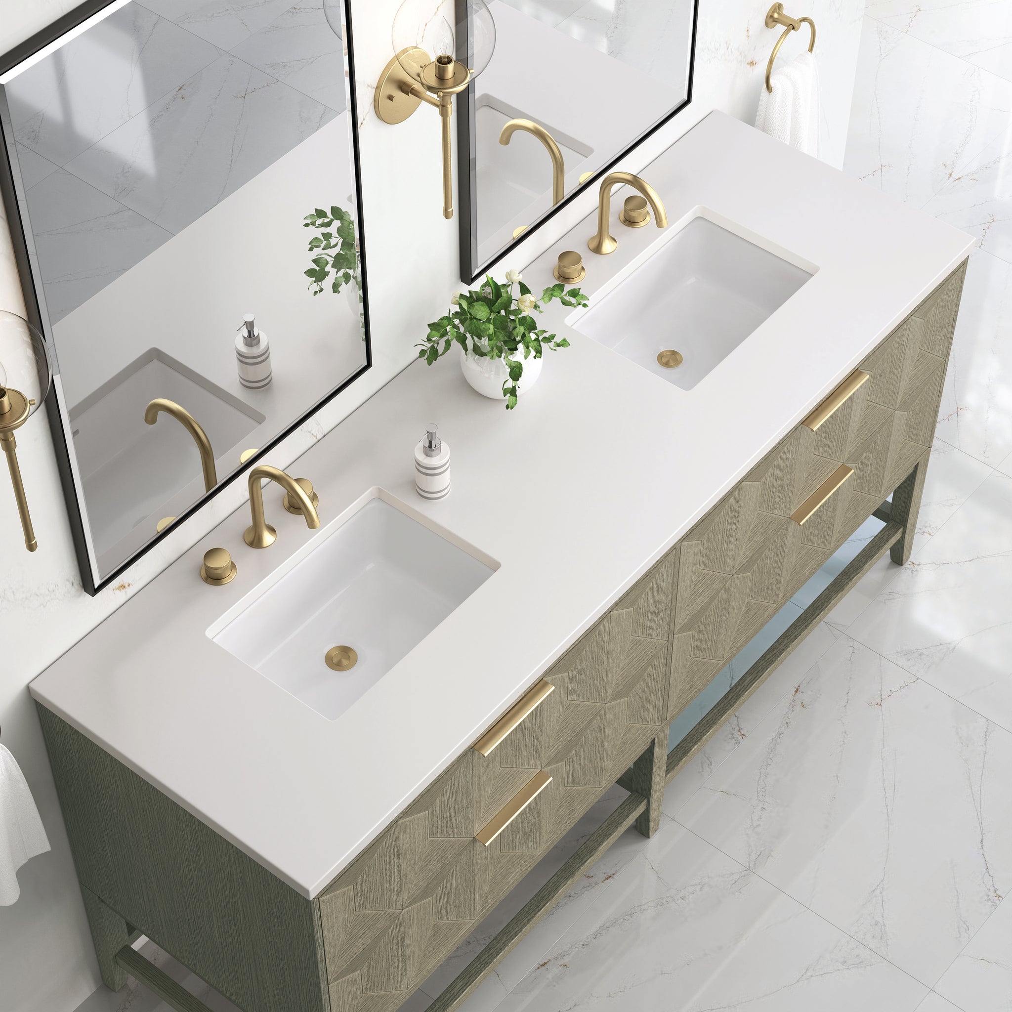 James Martin Emmeline 72" Double Bathroom Vanity, Pebble Oak, view 37