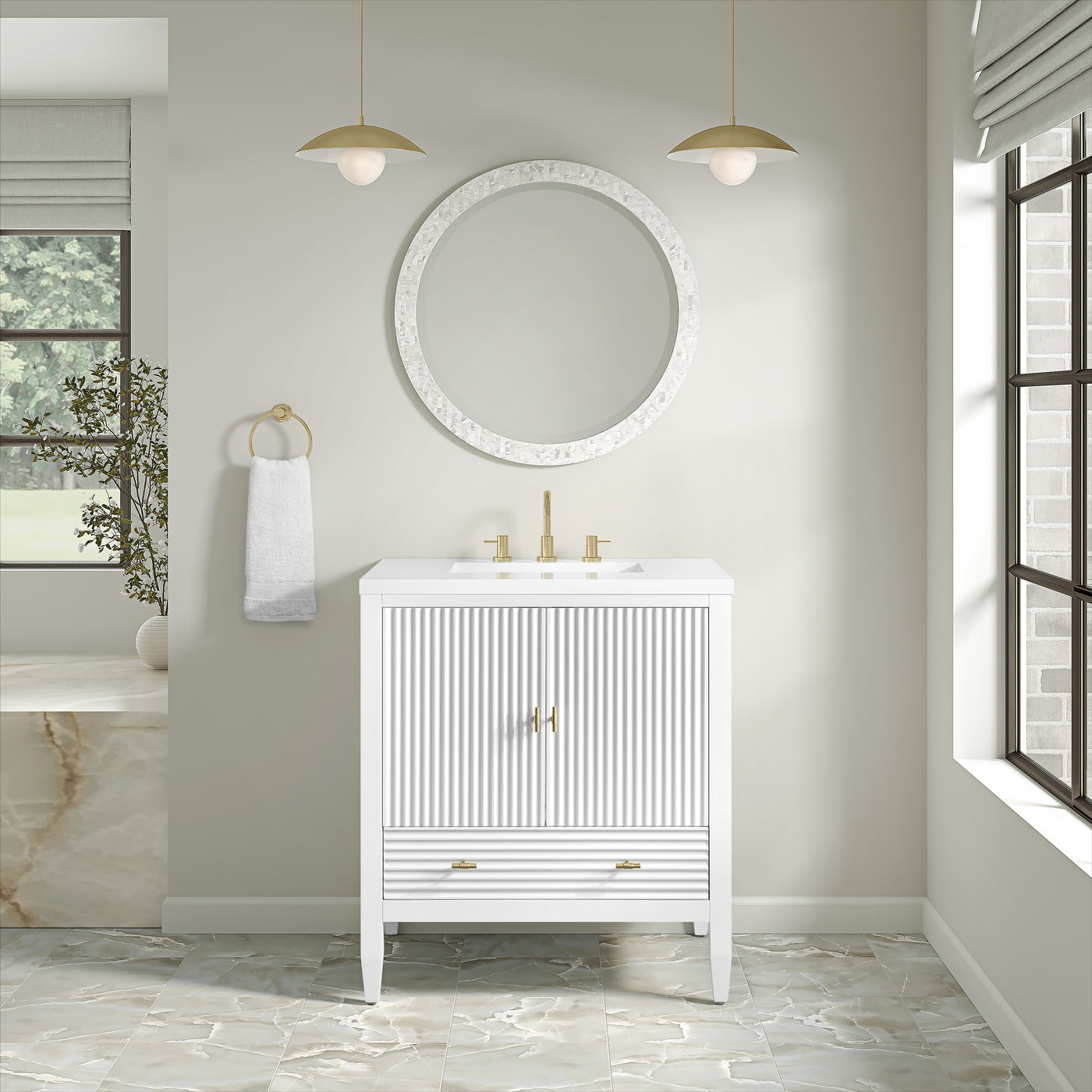 James Martin Myrrin 30" Single Bathroom Vanity, Bright White, view 30