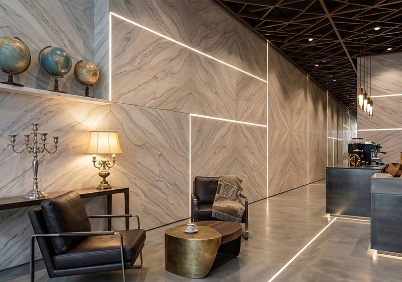 Macaubas Select Honed Quartzite Slab Random room scene 2