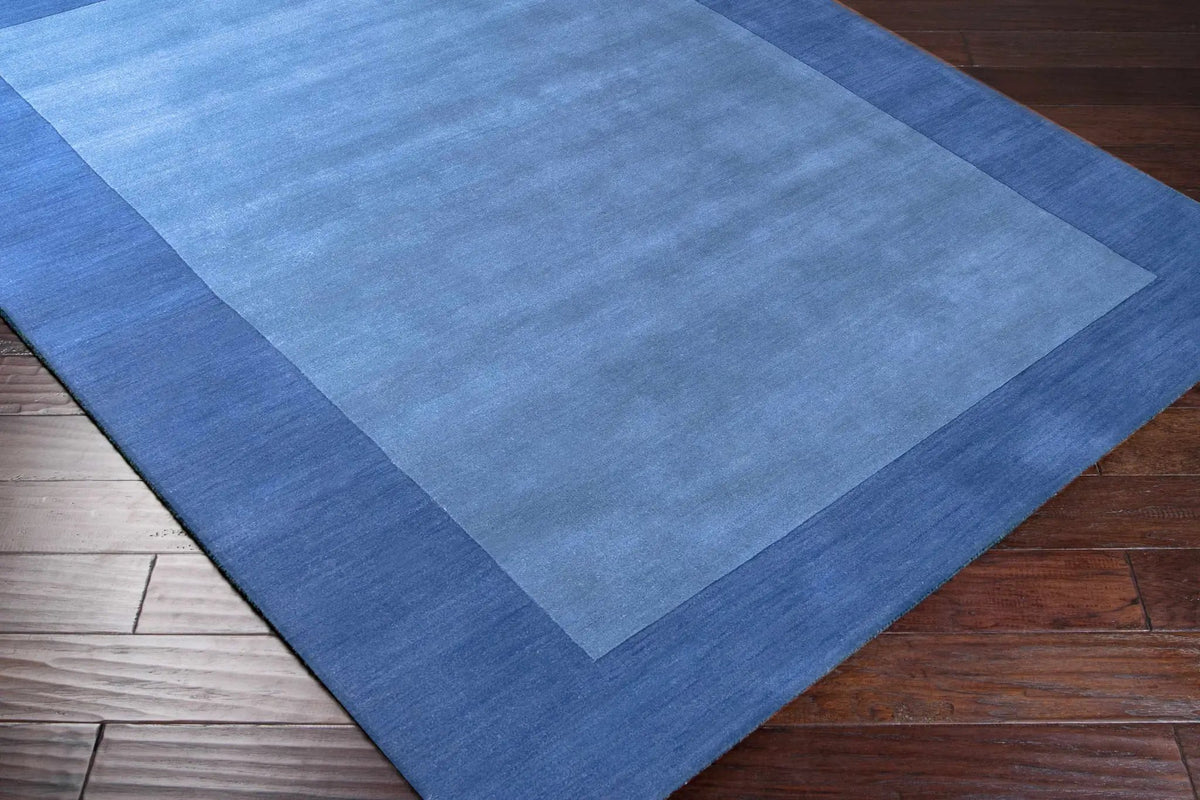 Macedon Blue Bordered Wool Rug, photo 15 of 19