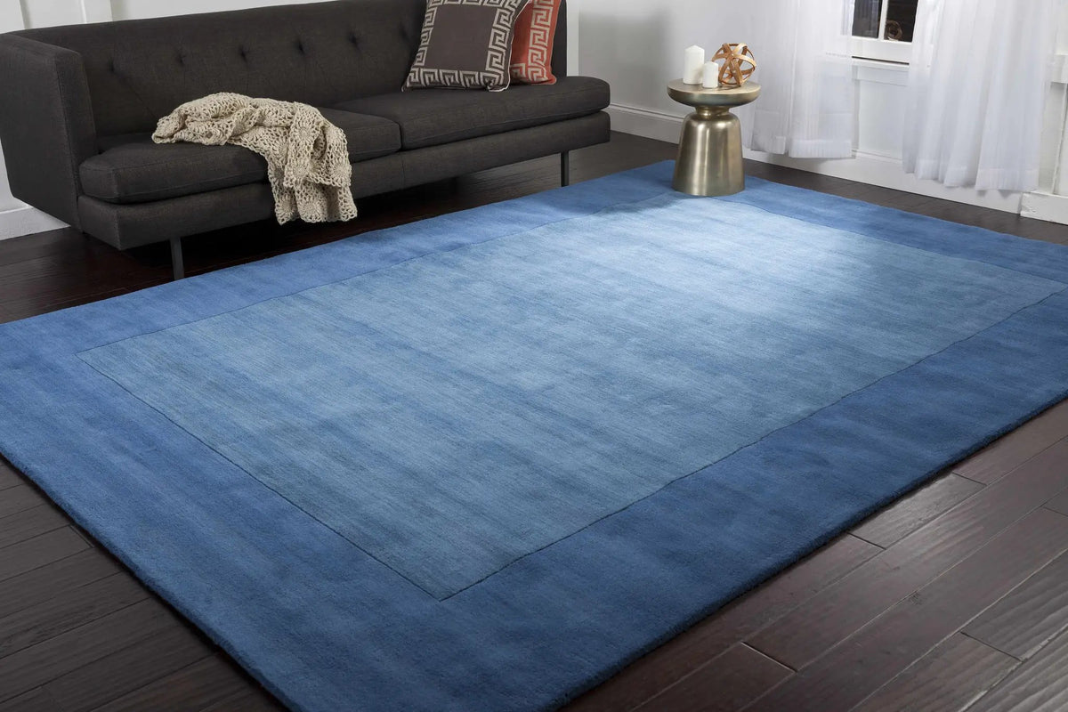 Macedon Blue Bordered Wool Rug, photo 6 of 19