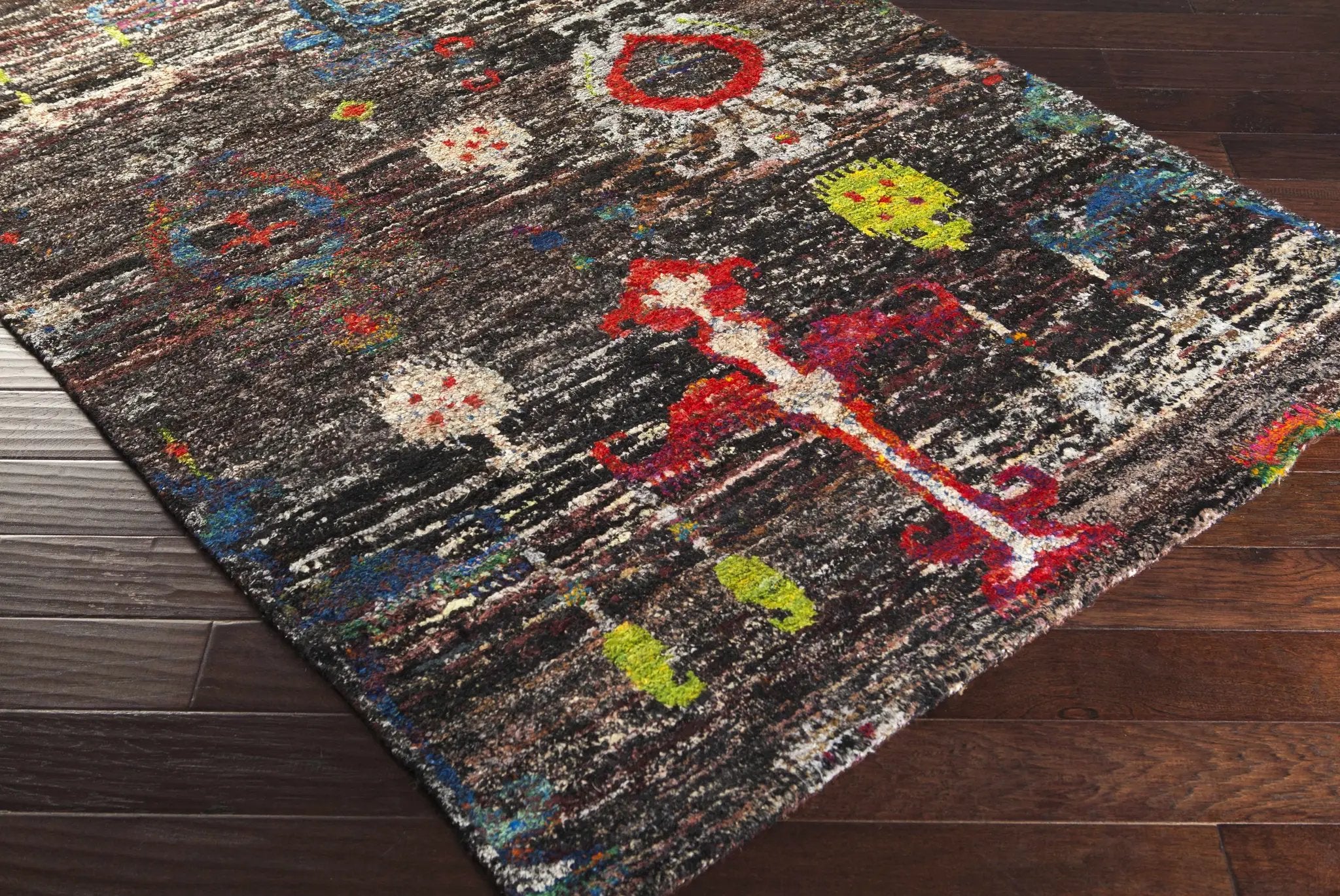 Macy 5x8 Handmade Black Silk Carpet - Clearance by Boutique Rugs