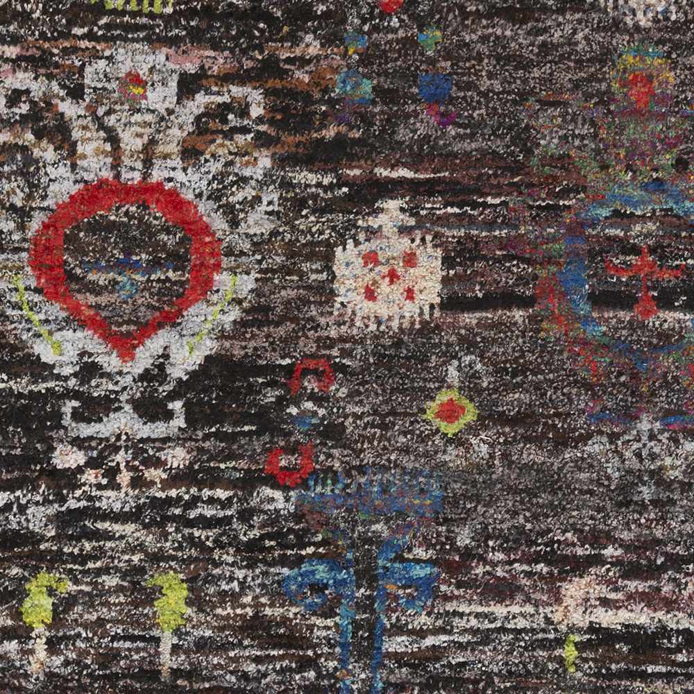 Macy 5x8 Handmade Black Silk Carpet - Clearance, sample swatch