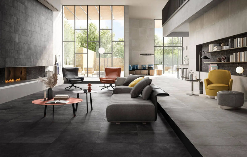 Made.in Passion Silver Concrete Look Porcelain Tiles 12x24 by landmarkceramics