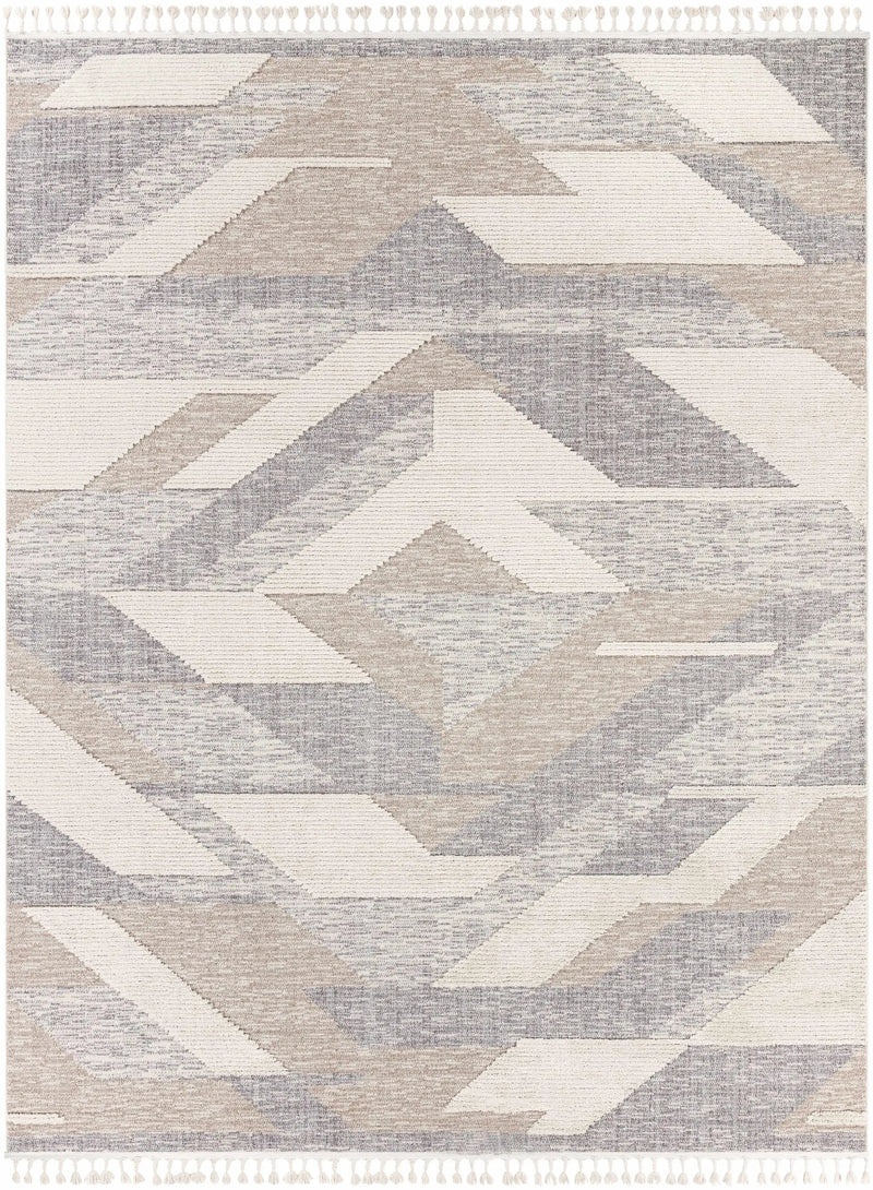 Magazine Geometric High/Low Pile Rug with Tassels - Clearance by Boutique Rugs