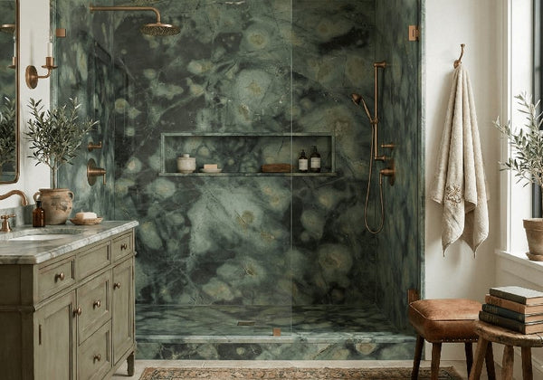 Magic Green Polished Marble Slab Random room scene