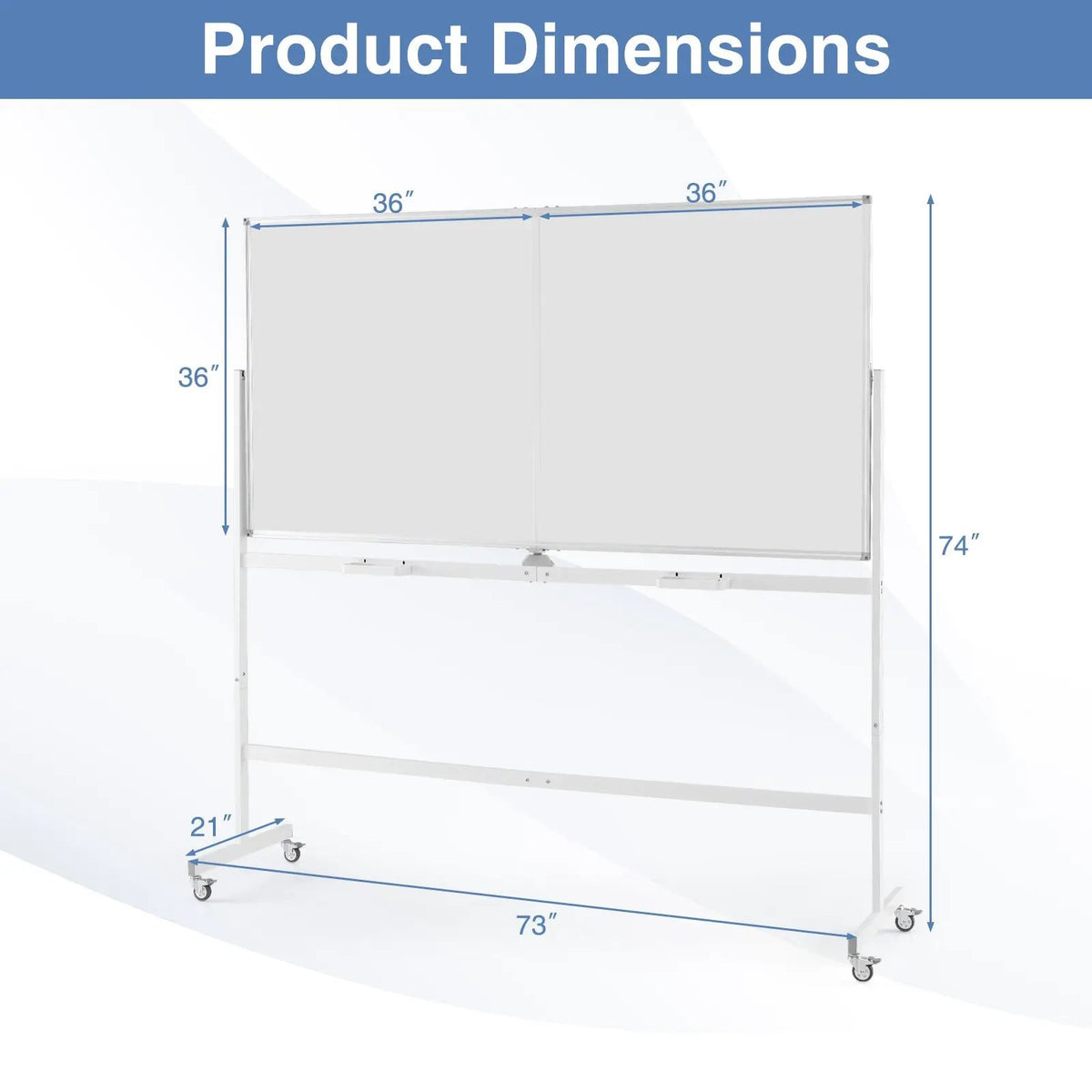 Rolling Double-Sided Magnetic Whiteboard on Wheels with Stand and Aluminum Alloy Frame, photo 4 of 10
