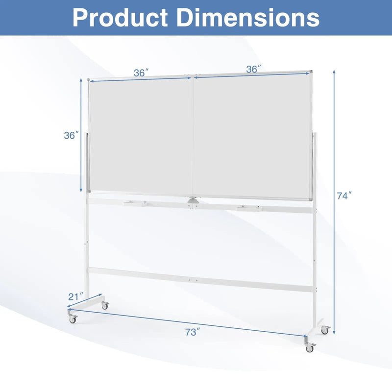 Rolling Double-Sided Magnetic Whiteboard on Wheels with Stand and Aluminum Alloy Frame by DirectDeals