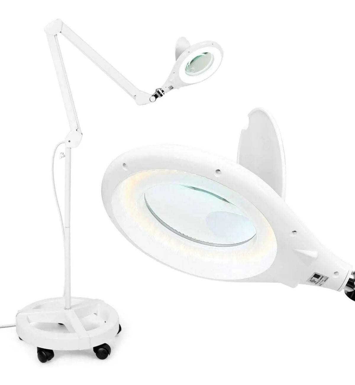 Magnifying Floor Lamp with 5 Wheels Rolling Base, 2.25X Magnifier with LED Light, 2-in-1 by Outdoor Solar Outlet