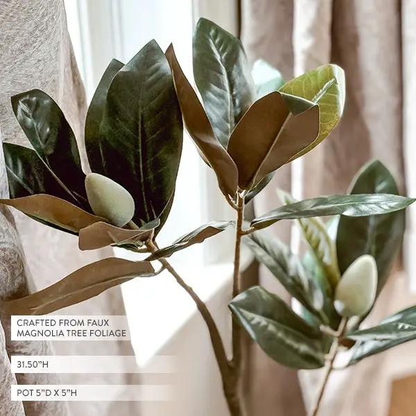31 Inch Potted Faux Magnolia Tree by Decor Steals