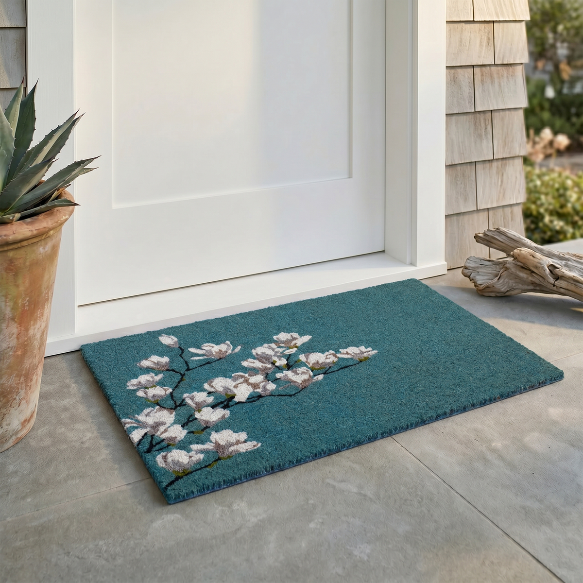 Magnolia Branch - Blue Coir Doormat, photo 10 of 26