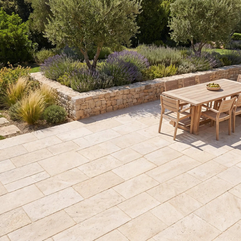 Magny Louvre Brushed Limestone Tiles 16x24 by Stonetiledepot