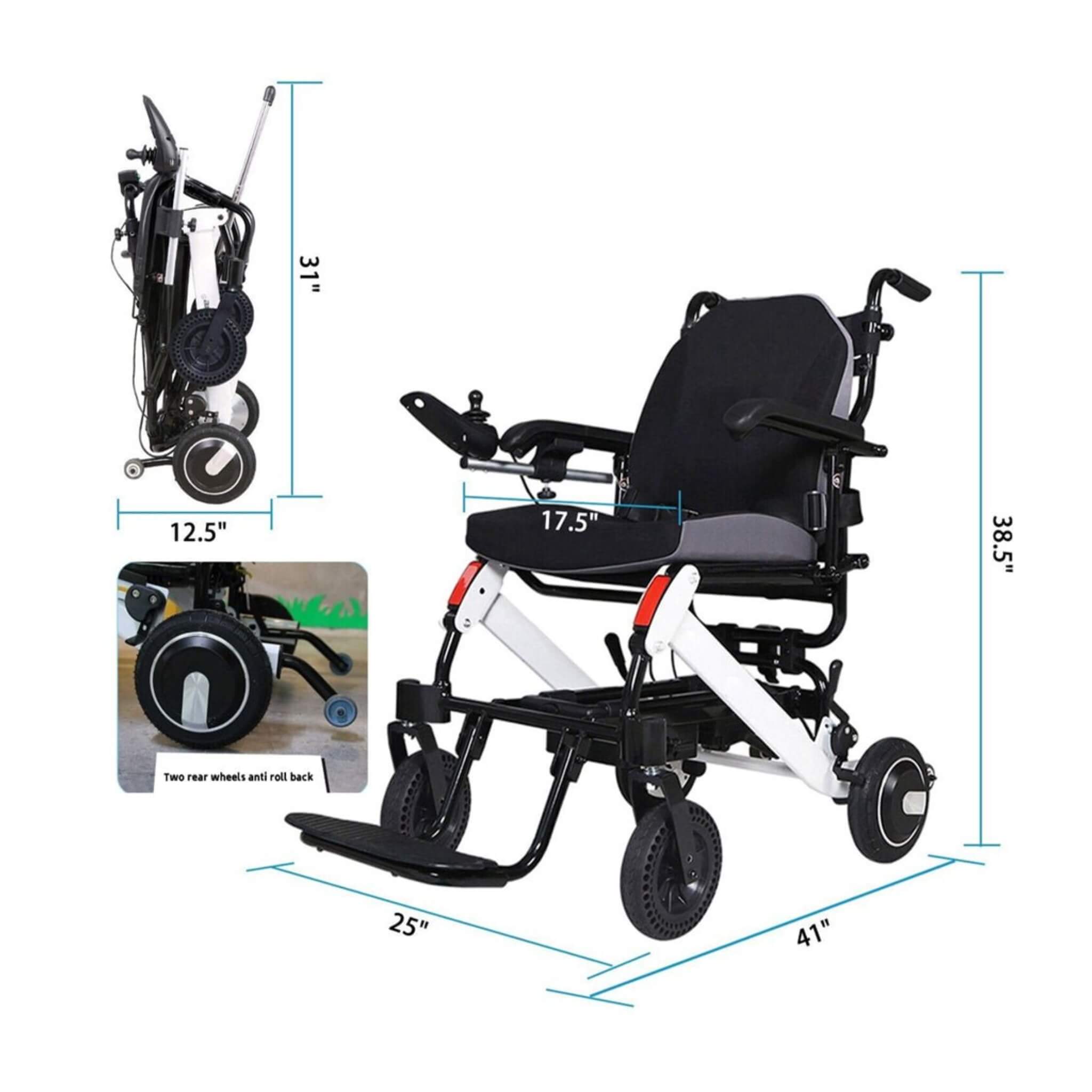 Maidesite 17.5-Inch 500W Wide Seat Lightweight Electric Folding Wheelchair (SAK33689) by SAKSBY WHOLESALE