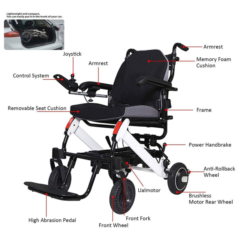 Maidesite 17.5-Inch 500W Wide Seat Lightweight Electric Folding Wheelchair (SAK33689) by SAKSBY WHOLESALE