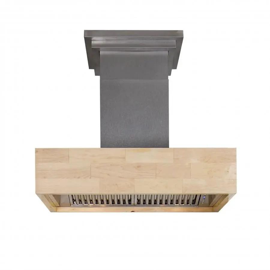 ZLINE 36" Wooden Wall Mount Range Hood, Butcher Block, 681M-36 by Farmhouse Kitchen and Bath