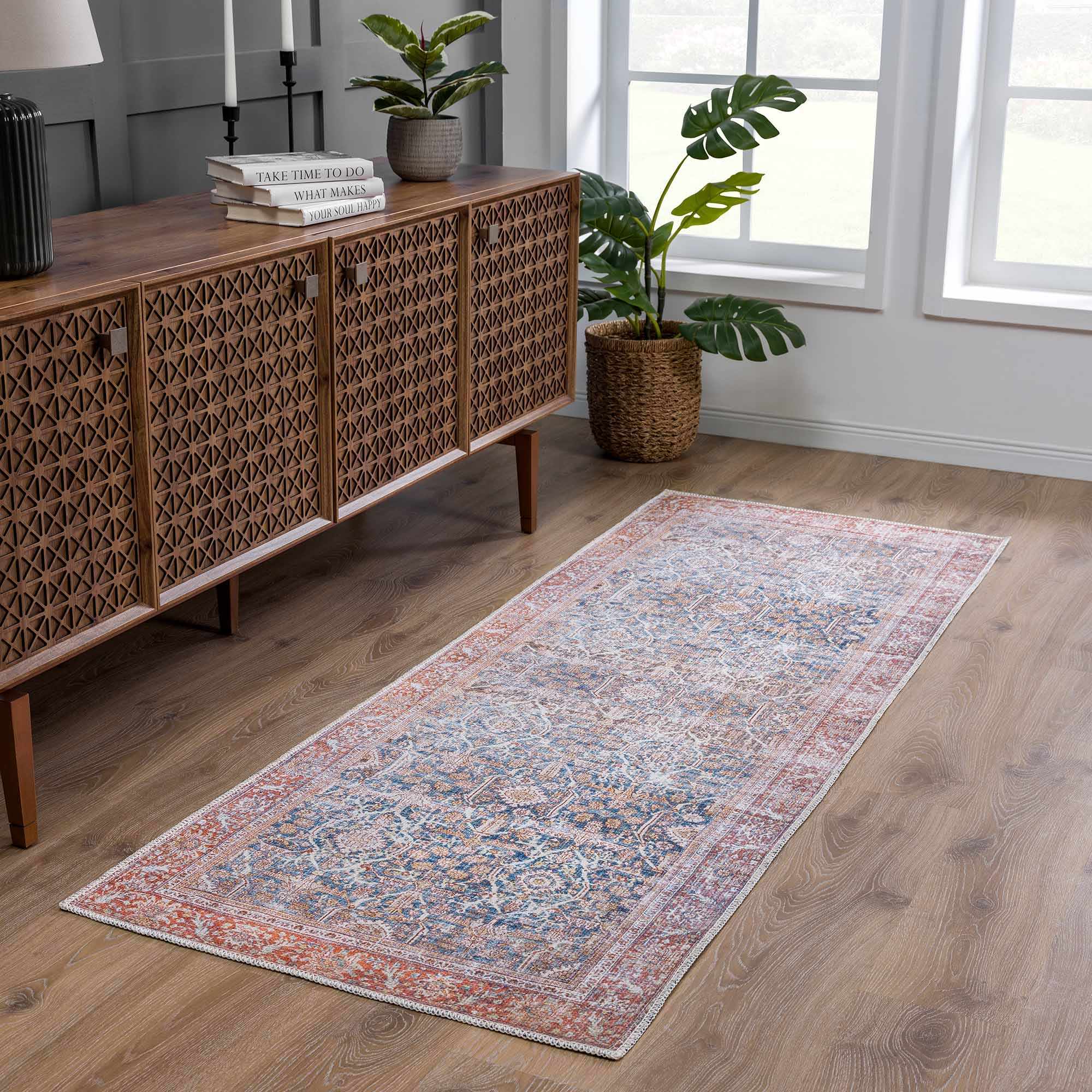 Rust Mair Traditional Washable Area Rug - Clearance by Boutique Rugs